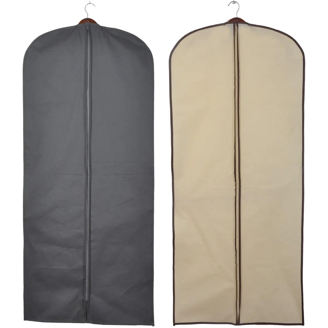 6 Pack - Garment Bags for Clothes Storage - Black and Beige, Suit Bags with Clear Window